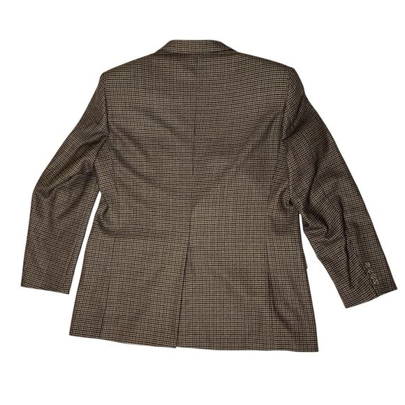 Oak Creek Lambswool Blazer Mens 46L Brown Houndstooth Checked Dillards Vintage - Picture 2 of 16